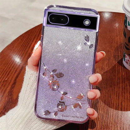 KADEM For Google Pixel 6a Case Flower Decor Shockproof Phone Cover