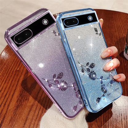 KADEM For Google Pixel 6a Case Flower Decor Shockproof Phone Cover