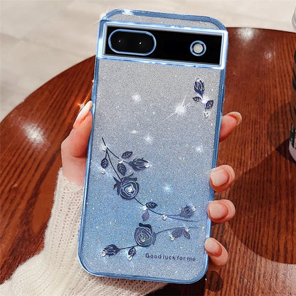 KADEM For Google Pixel 6a Case Flower Decor Shockproof Phone Cover