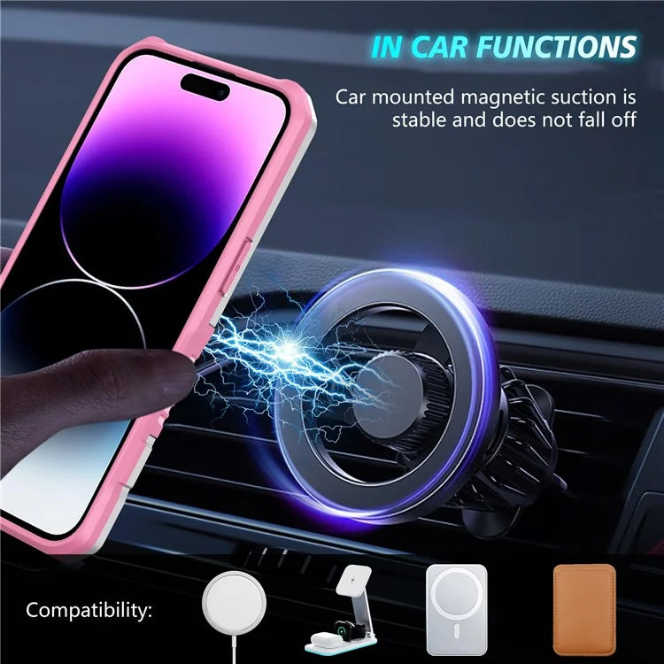 For iPhone 14 Pro Case Kickstand Magnetic Phone Cover with Sliding Lens Lid