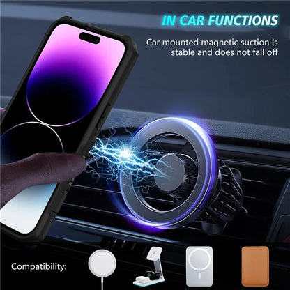 For iPhone 14 Pro Case Kickstand Magnetic Phone Cover with Sliding Lens Lid