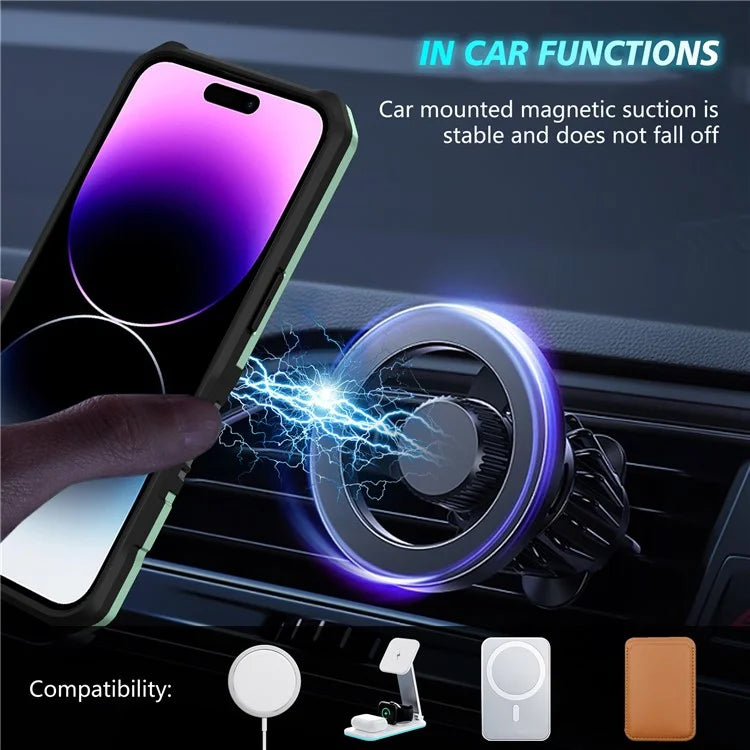 For iPhone 14 Pro Case Kickstand Magnetic Phone Cover with Sliding Lens Lid