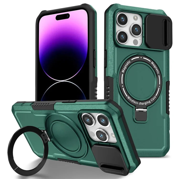 For iPhone 14 Pro Max Case Lens Protection Kickstand Magnetic Phone Cover