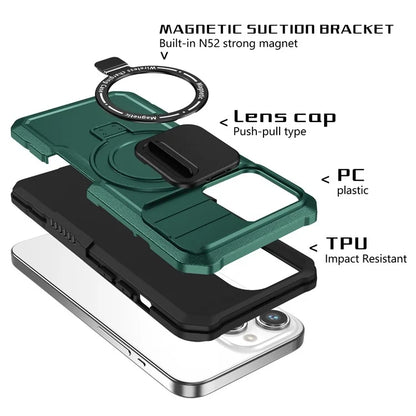For iPhone 14 Pro Max Case Lens Protection Kickstand Magnetic Phone Cover