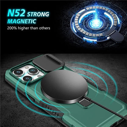 For iPhone 14 Pro Max Case Lens Protection Kickstand Magnetic Phone Cover