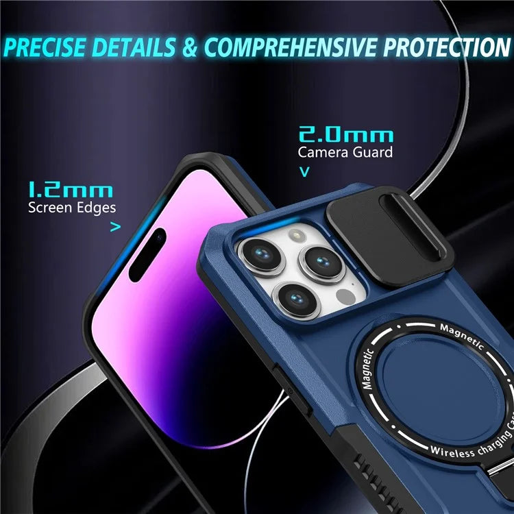 For iPhone 14 Pro Max Case Lens Protection Kickstand Magnetic Phone Cover