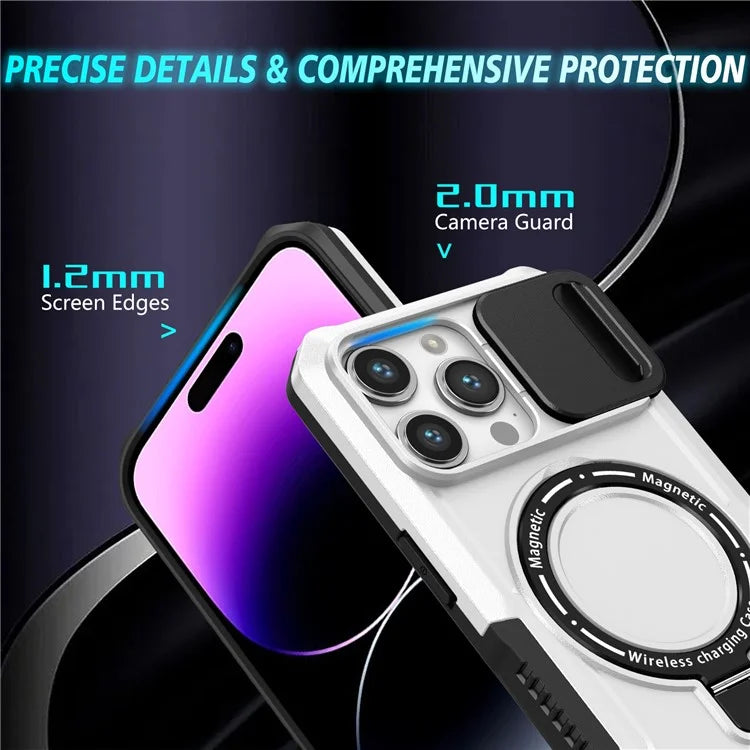For iPhone 14 Pro Max Case Lens Protection Kickstand Magnetic Phone Cover