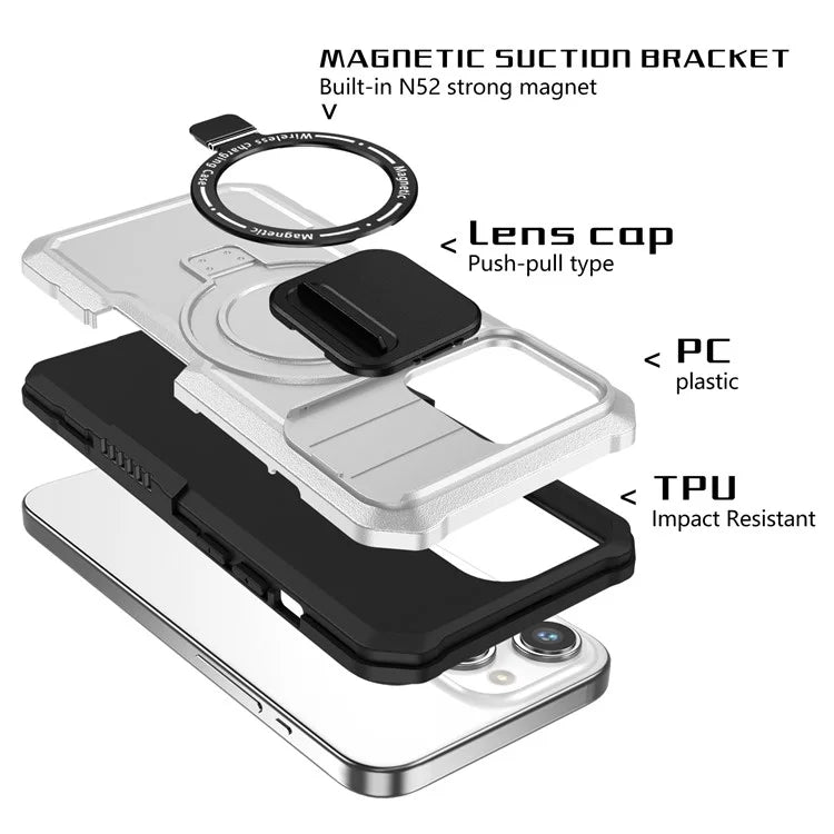 For iPhone 14 Pro Max Case Lens Protection Kickstand Magnetic Phone Cover