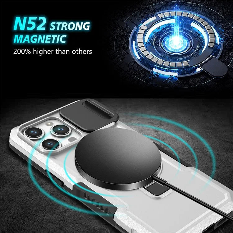 For iPhone 14 Pro Max Case Lens Protection Kickstand Magnetic Phone Cover