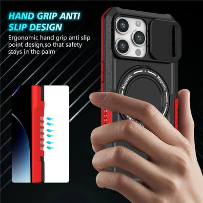 For iPhone 14 Pro Max Case Lens Protection Kickstand Magnetic Phone Cover