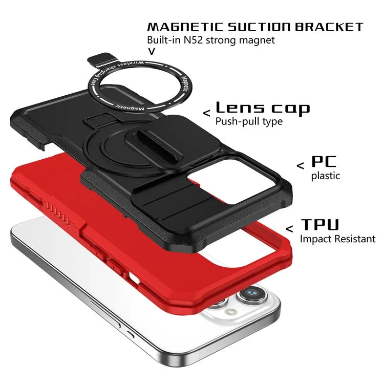 For iPhone 14 Pro Max Case Lens Protection Kickstand Magnetic Phone Cover
