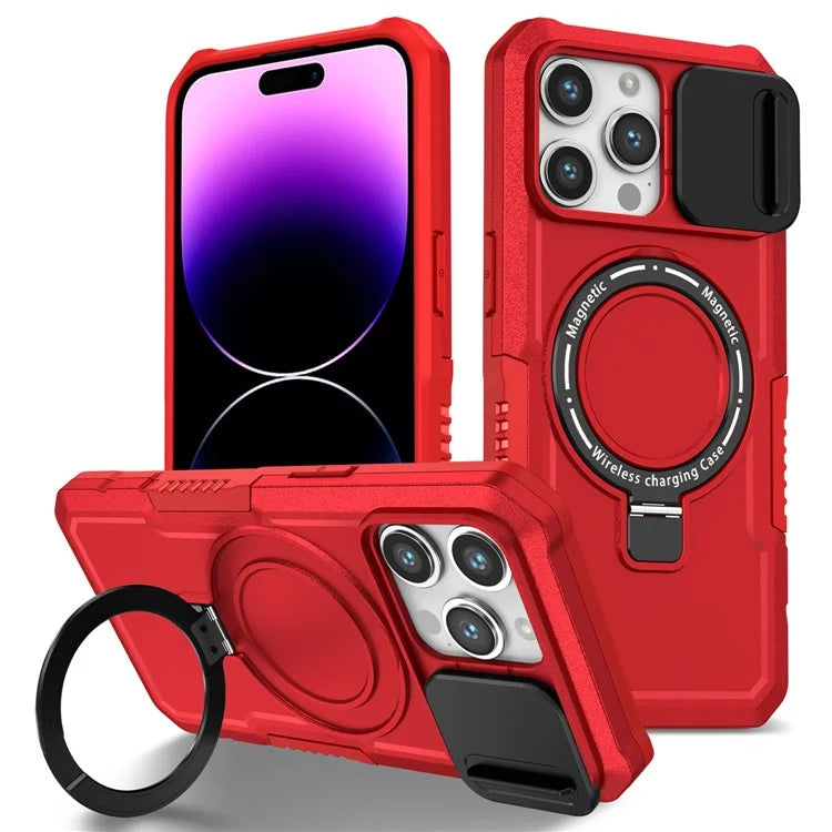For iPhone 14 Pro Max Case Lens Protection Kickstand Magnetic Phone Cover