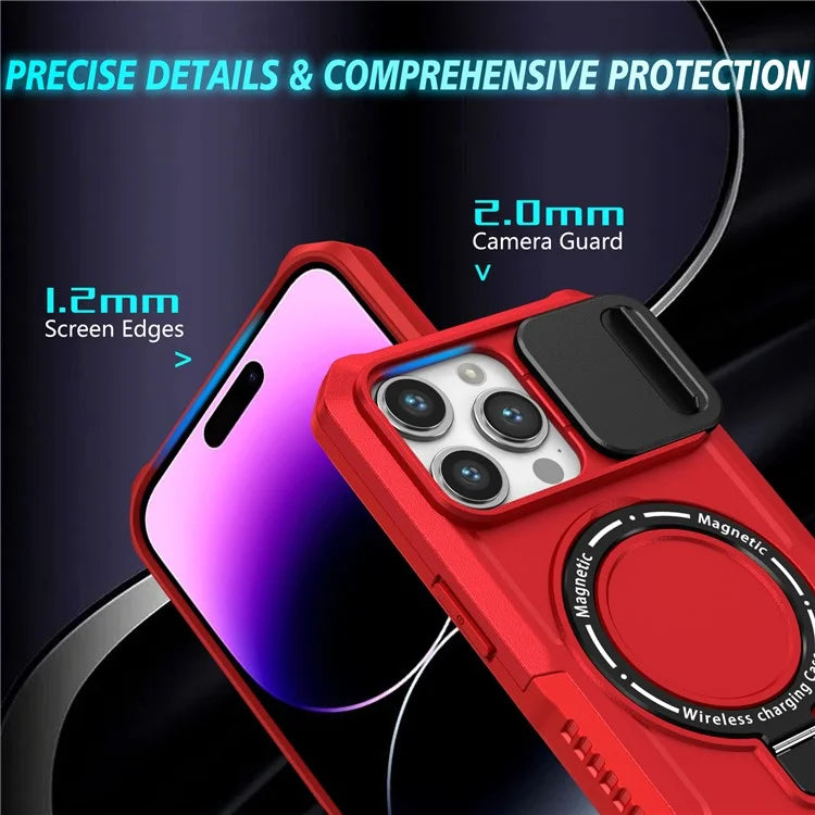 For iPhone 14 Pro Max Case Lens Protection Kickstand Magnetic Phone Cover