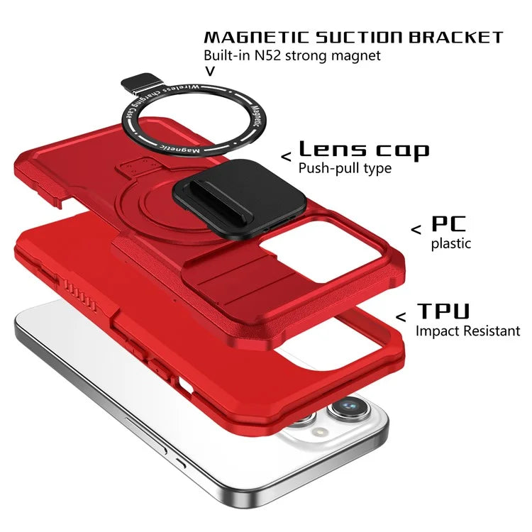For iPhone 14 Pro Max Case Lens Protection Kickstand Magnetic Phone Cover