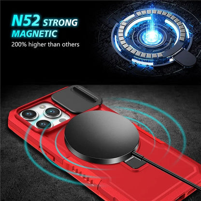 For iPhone 14 Pro Max Case Lens Protection Kickstand Magnetic Phone Cover