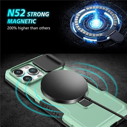 For iPhone 14 Pro Max Case Lens Protection Kickstand Magnetic Phone Cover