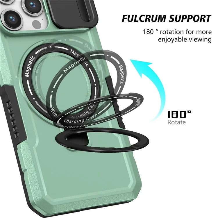 For iPhone 14 Pro Max Case Lens Protection Kickstand Magnetic Phone Cover