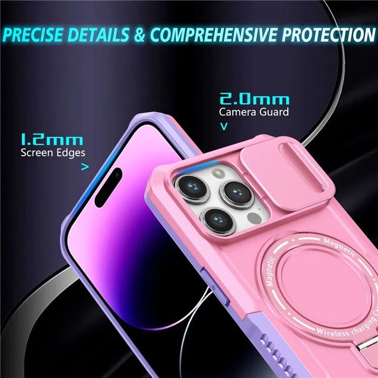 For iPhone 14 Pro Max Case Lens Protection Kickstand Magnetic Phone Cover