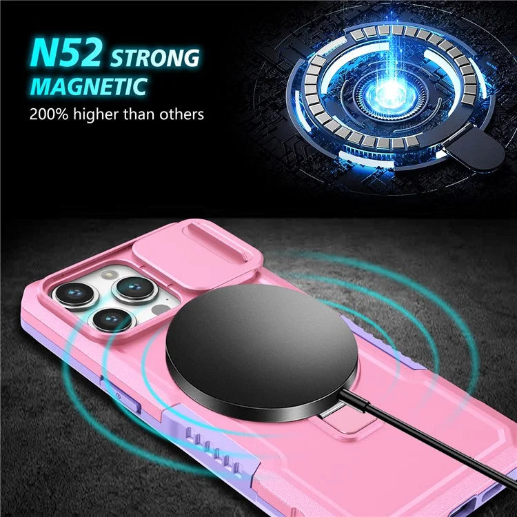For iPhone 14 Pro Max Case Lens Protection Kickstand Magnetic Phone Cover