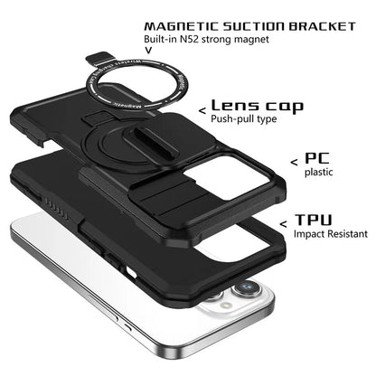 For iPhone 14 Pro Max Case Lens Protection Kickstand Magnetic Phone Cover