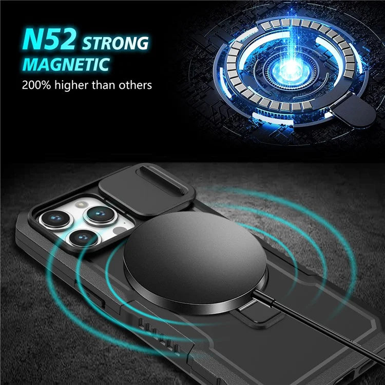 For iPhone 14 Pro Max Case Lens Protection Kickstand Magnetic Phone Cover