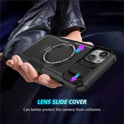 For iPhone 14 Plus Case with Sliding Camera Cover Kickstand Magnetic Phone Shell