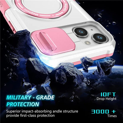 For iPhone 14 Plus Case with Sliding Camera Cover Kickstand Magnetic Phone Shell
