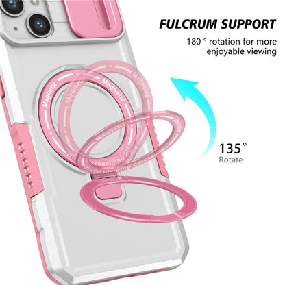For iPhone 14 Plus Case with Sliding Camera Cover Kickstand Magnetic Phone Shell