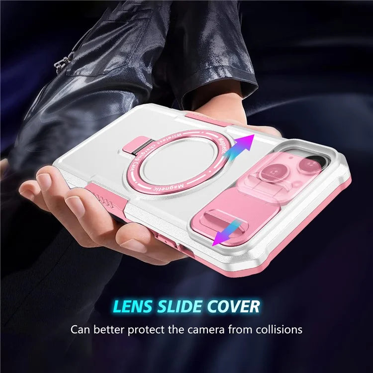 For iPhone 14 Plus Case with Sliding Camera Cover Kickstand Magnetic Phone Shell
