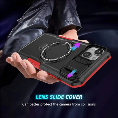 For iPhone 14 Plus Case with Sliding Camera Cover Kickstand Magnetic Phone Shell