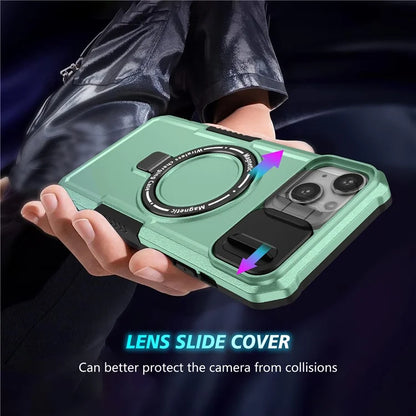 For iPhone 14 Plus Case with Sliding Camera Cover Kickstand Magnetic Phone Shell
