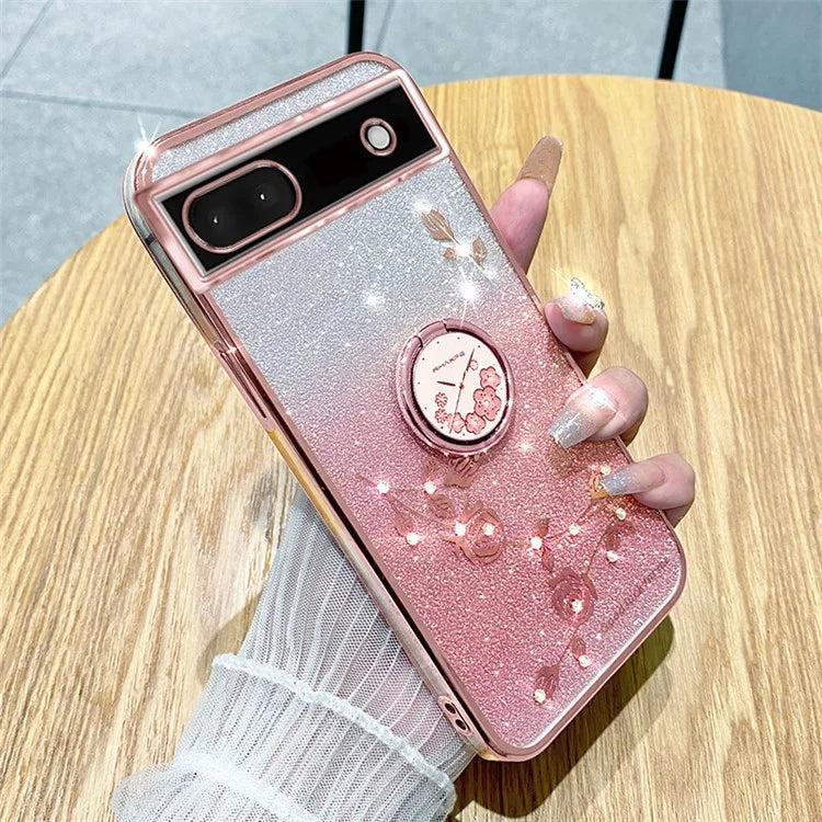 KADEM For Google Pixel 7a Cover TPU Gradient Phone Case with Ring Kickstand
