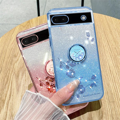 KADEM For Google Pixel 7a Cover TPU Gradient Phone Case with Ring Kickstand