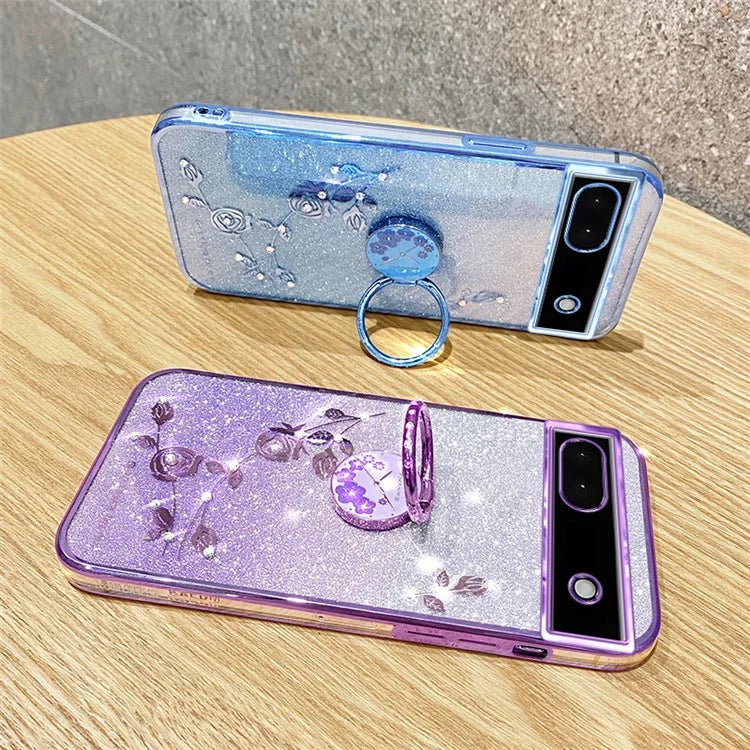 KADEM For Google Pixel 7a Cover TPU Gradient Phone Case with Ring Kickstand