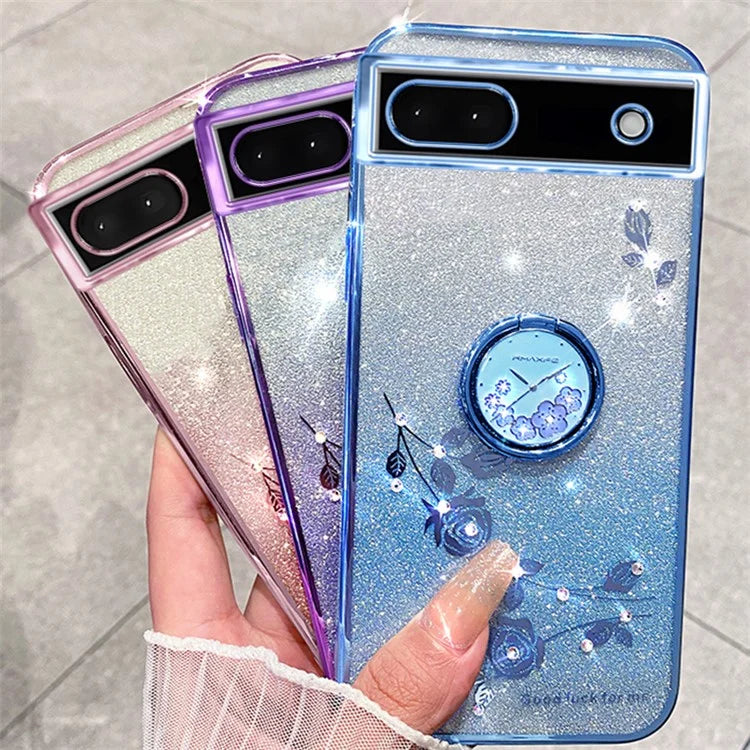 KADEM For Google Pixel 7a Cover TPU Gradient Phone Case with Ring Kickstand