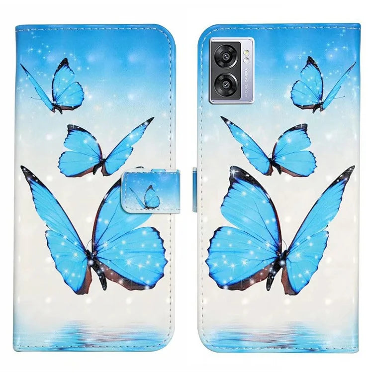For Oppo A57 (2022) 5G / A77 5G Case 3D Creative Pattern PU Leather Flip Phone Cover