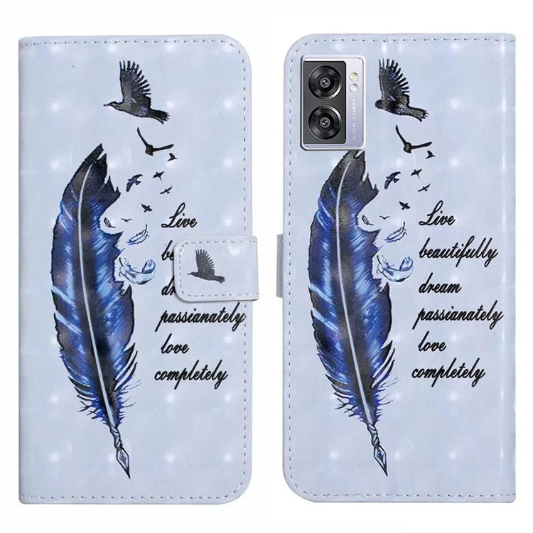 For Oppo A57 (2022) 5G / A77 5G Case 3D Creative Pattern PU Leather Flip Phone Cover