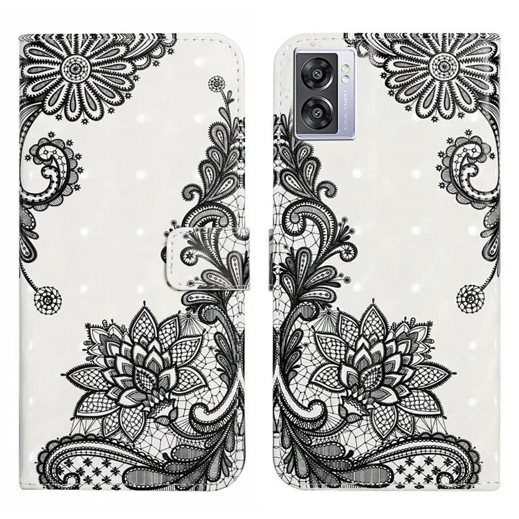 For Oppo A57 (2022) 5G / A77 5G Case 3D Creative Pattern PU Leather Flip Phone Cover