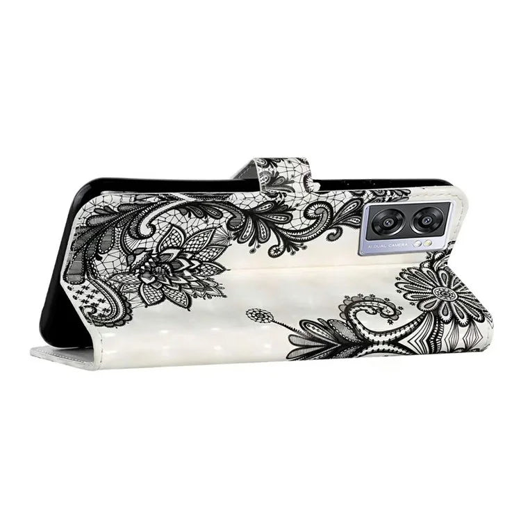 For Oppo A57 (2022) 5G / A77 5G Case 3D Creative Pattern PU Leather Flip Phone Cover