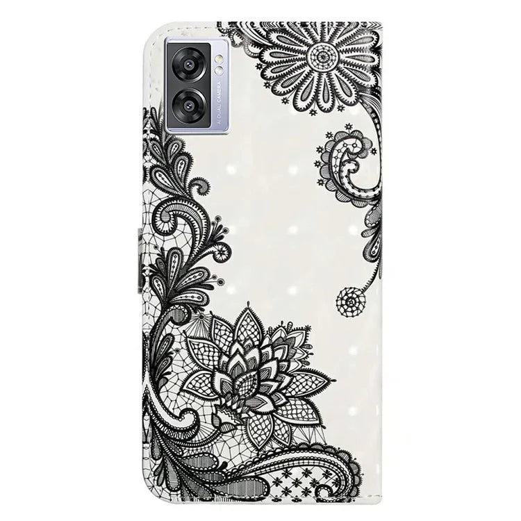 For Oppo A57 (2022) 5G / A77 5G Case 3D Creative Pattern PU Leather Flip Phone Cover