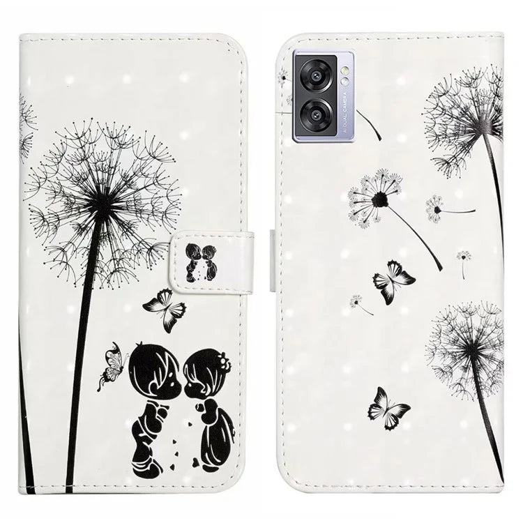 For Oppo A57 (2022) 5G / A77 5G Case 3D Creative Pattern PU Leather Flip Phone Cover