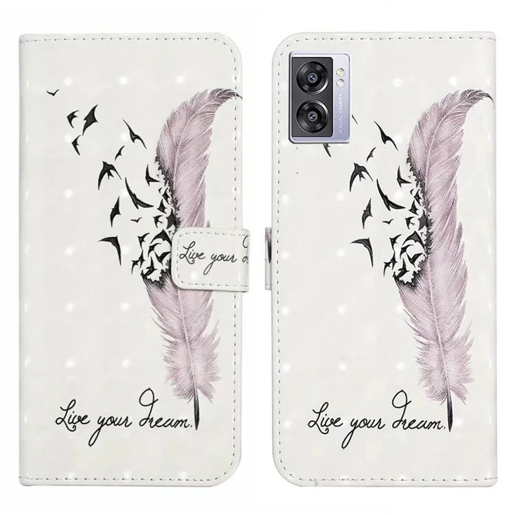 For Oppo A57 (2022) 5G / A77 5G Case 3D Creative Pattern PU Leather Flip Phone Cover