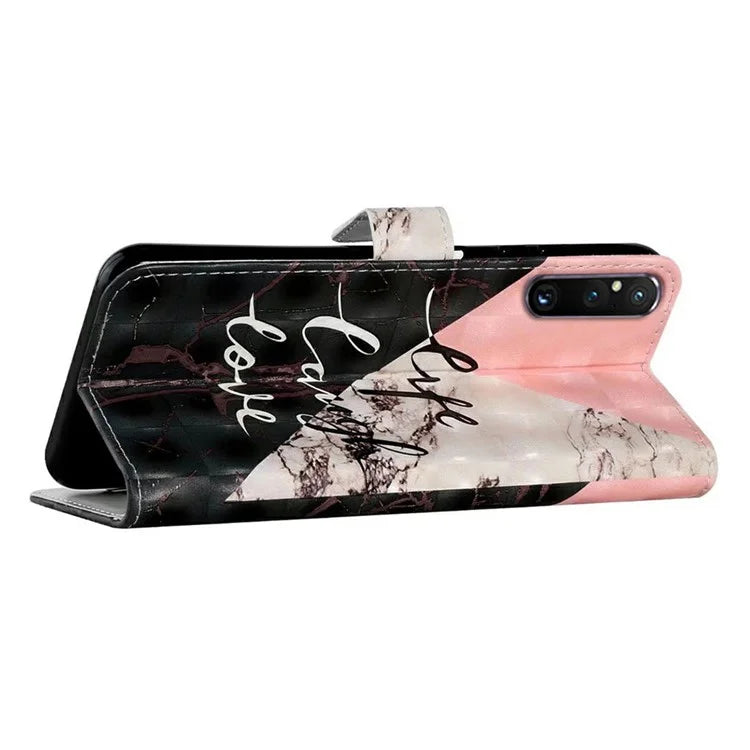 For Sony Xperia 1 V Case 3D Pattern PU Leather Flip Wallet Phone Cover