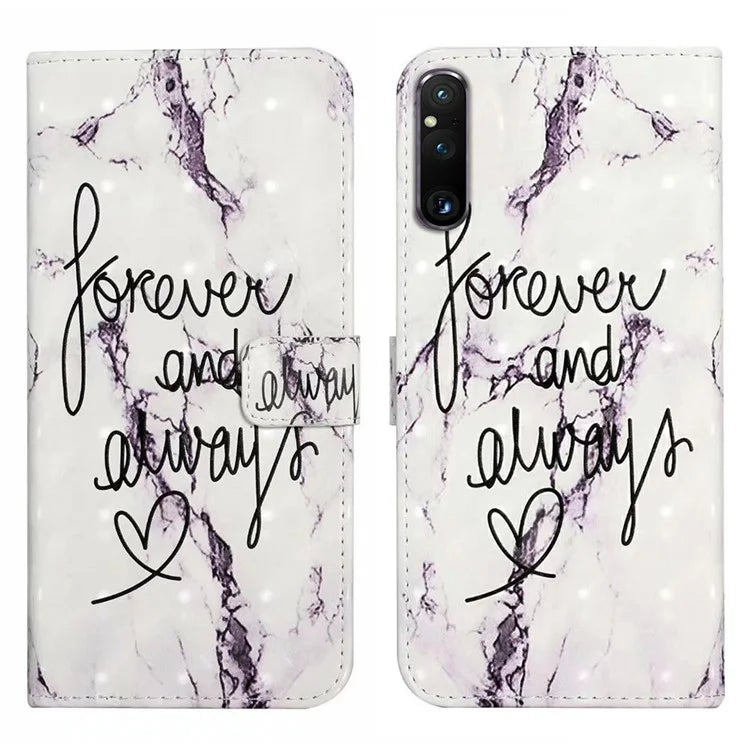 For Sony Xperia 1 V Case 3D Pattern PU Leather Flip Wallet Phone Cover
