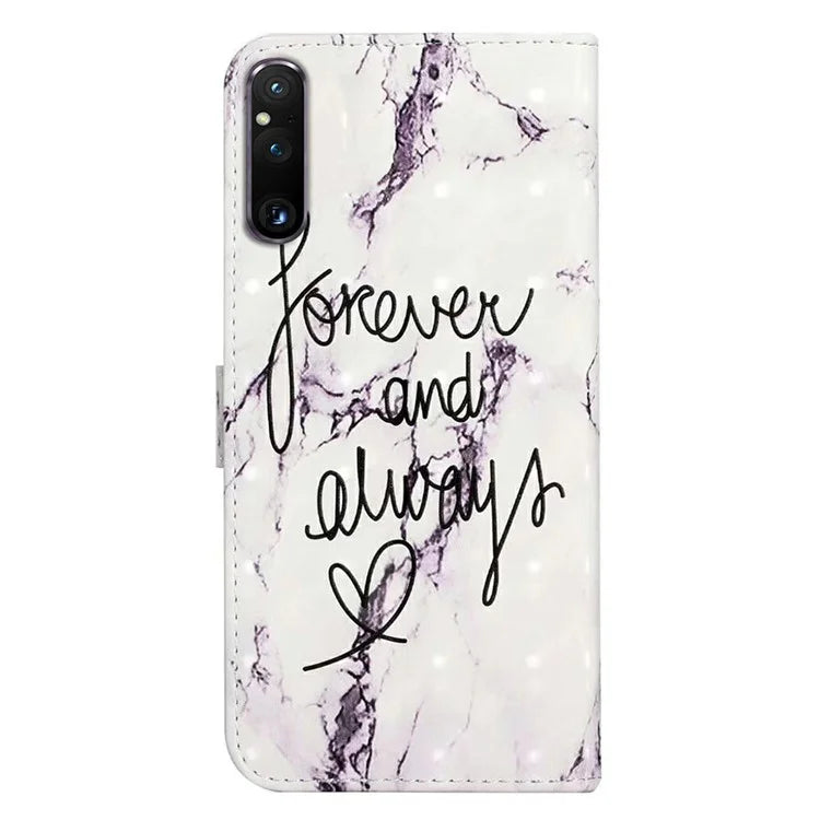 For Sony Xperia 1 V Case 3D Pattern PU Leather Flip Wallet Phone Cover