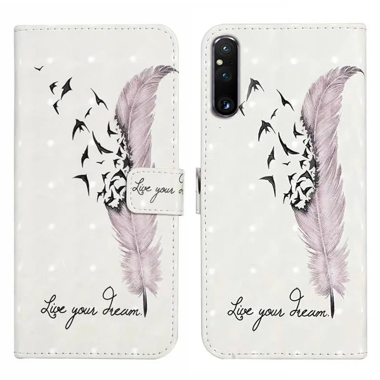 For Sony Xperia 1 V Case 3D Pattern PU Leather Flip Wallet Phone Cover
