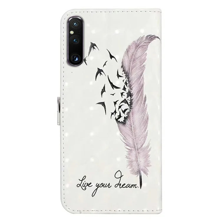 For Sony Xperia 1 V Case 3D Pattern PU Leather Flip Wallet Phone Cover