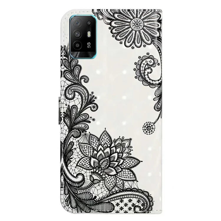 For Oppo A94 5G Case 3D Pattern PU Leather Stand Protective Cover