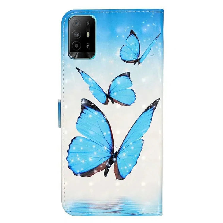 For Oppo A94 5G Case 3D Pattern PU Leather Stand Protective Cover