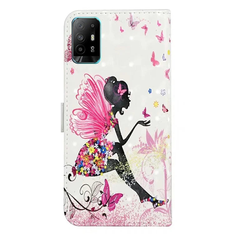 For Oppo A94 5G Case 3D Pattern PU Leather Stand Protective Cover